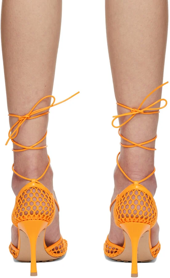 Bottega Veneta Orange Stretch Heels - Image 4