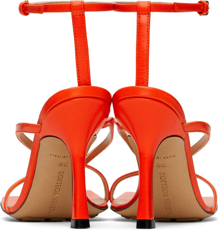 Bottega Veneta Orange Stretch Strap Sandals - Image 2
