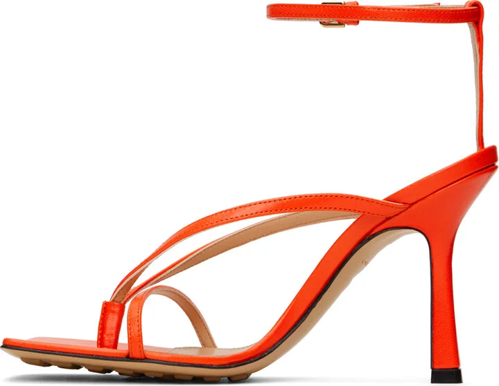 Bottega Veneta Orange Stretch Strap Sandals - Image 3