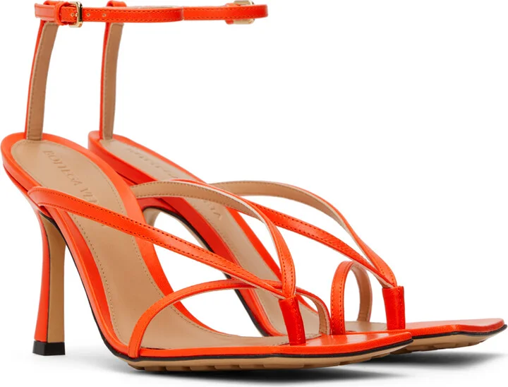 Bottega Veneta Orange Stretch Strap Sandals - Image 4
