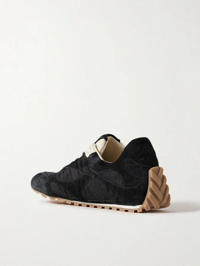 Bottega Veneta - Orbit Leather-trimmed Suede And Shell Sneakers - Black - Image 3
