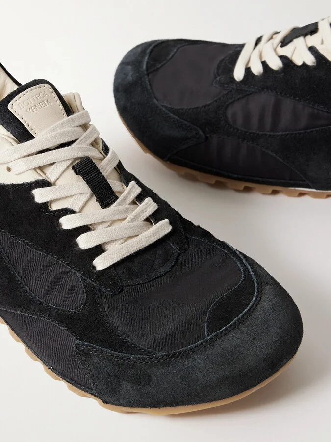 Bottega Veneta - Orbit Leather-trimmed Suede And Shell Sneakers - Black - Image 4