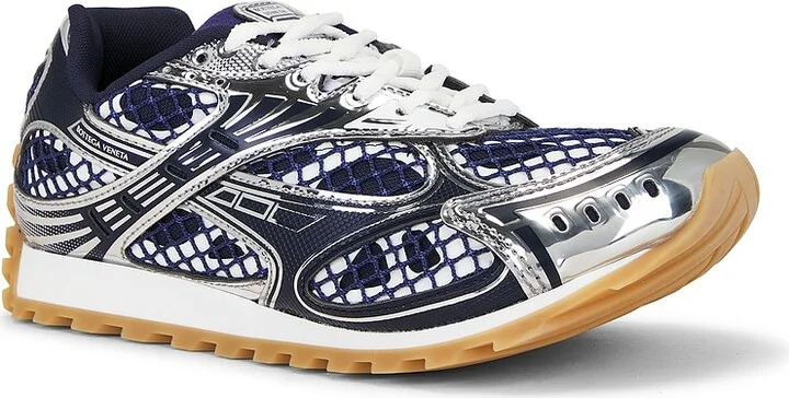 Bottega Veneta Orbit Sneaker in Navy,Metallic Silver - Image 2