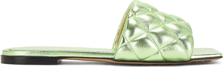 Bottega Veneta Padded Flat Sandals in Green