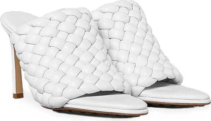 Bottega Veneta Padded Leather Sandals in White - Image 2