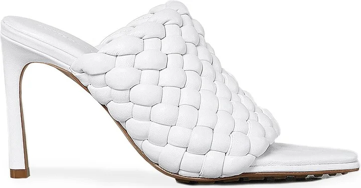 Bottega Veneta Padded Leather Sandals in White