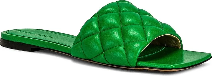 Bottega Veneta Padded Stretch Flat Sandals in Green - Image 2