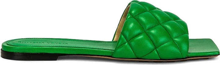 Bottega Veneta Padded Stretch Flat Sandals in Green