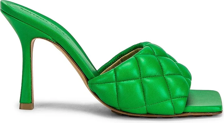 Bottega Veneta Padded Stretch Mule Sandals in Green
