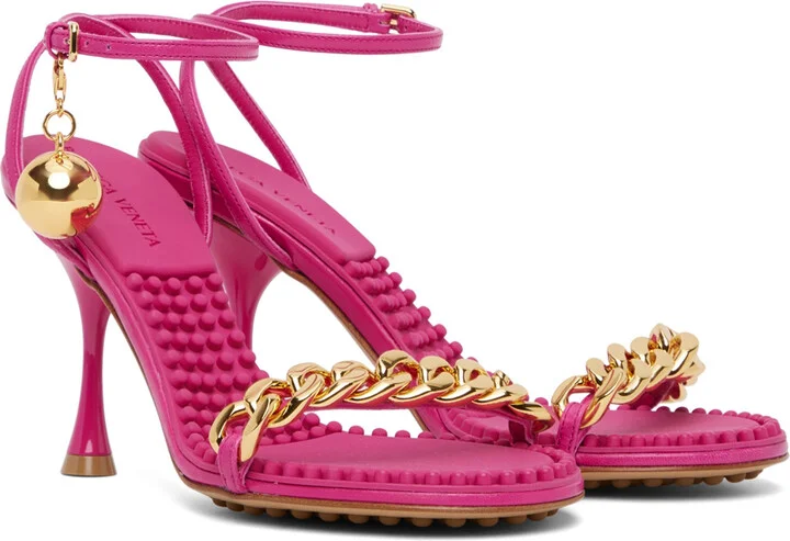 Bottega Veneta Pink Dot Heeled Sandals - Image 4