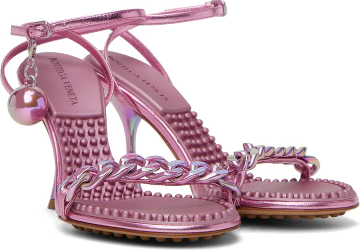 Bottega Veneta Pink Dot Heeled Sandals - Image 4