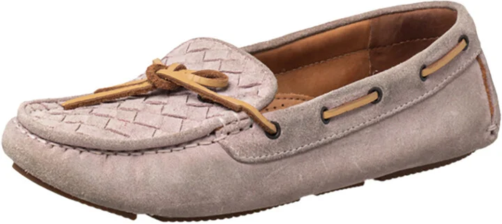 Bottega Veneta Pink Intrecciato Suede Bow Slip On Loafers Size 37