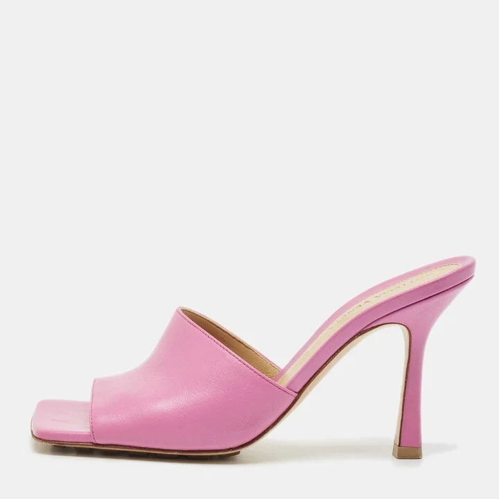 Bottega Veneta Pink Leather Stretch Slide Sandals Size 36