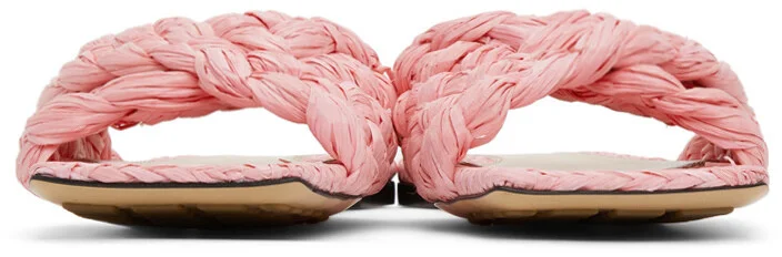 Bottega Veneta Pink Raffia Stretch Flat Sandals - Image 2