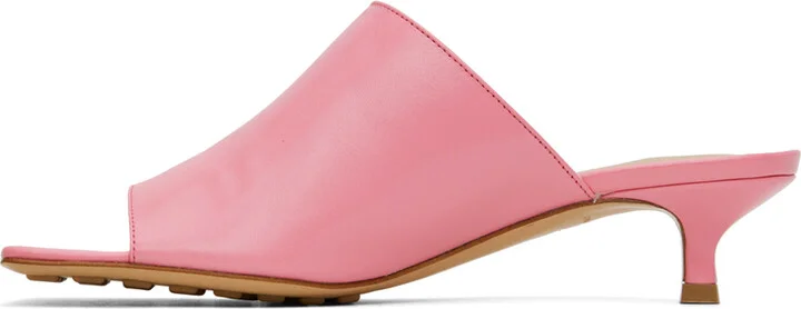 Bottega Veneta Pink Stretch Heeled Mules - Image 3