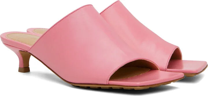 Bottega Veneta Pink Stretch Heeled Mules - Image 4
