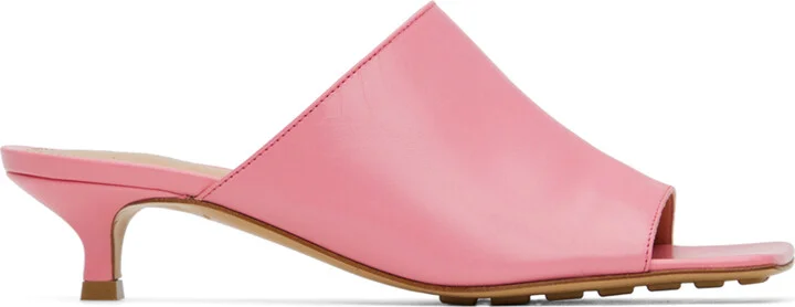 Bottega Veneta Pink Stretch Heeled Mules