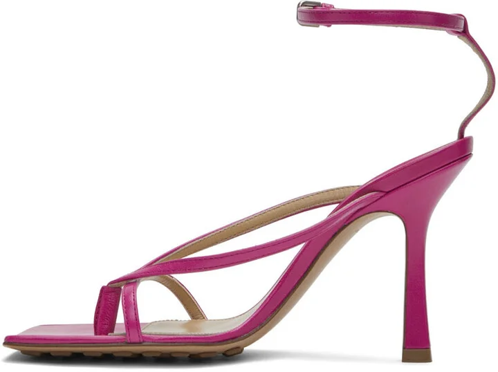 Bottega Veneta Pink Stretch Heeled Sandals - Image 3