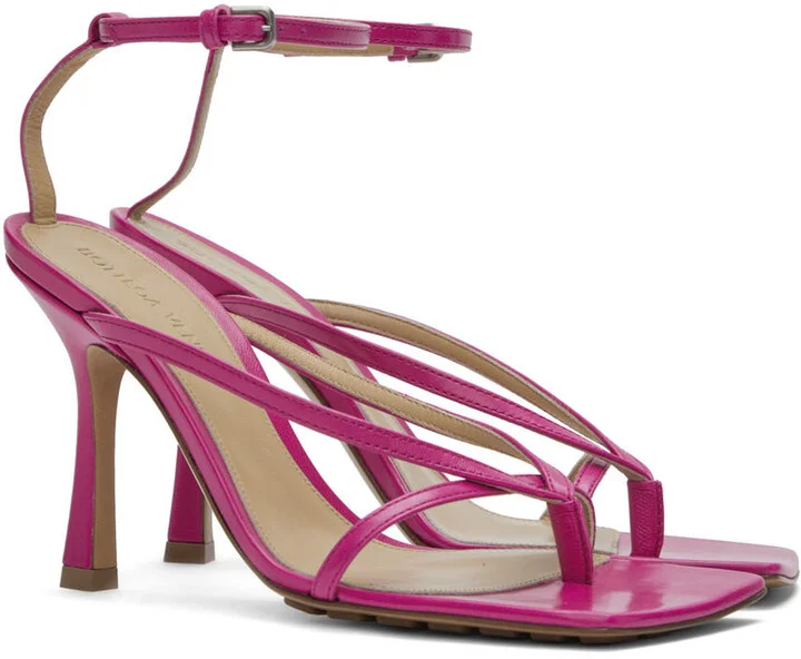 Bottega Veneta Pink Stretch Heeled Sandals - Image 4