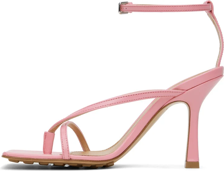 Bottega Veneta Pink Stretch Heeled Sandals - Image 3