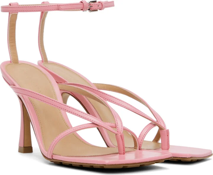 Bottega Veneta Pink Stretch Heeled Sandals - Image 4