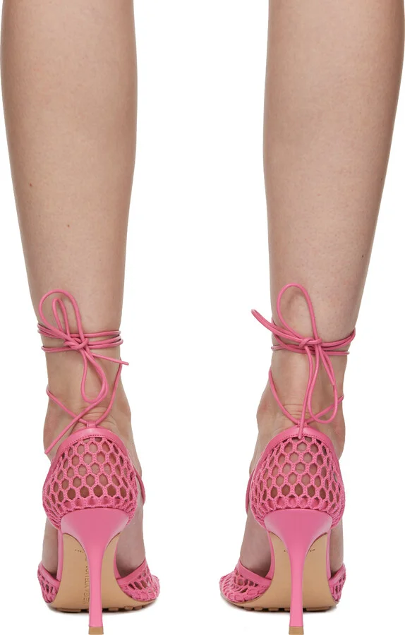 Bottega Veneta Pink Stretch Web Heels - Image 2
