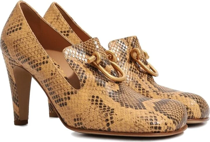 Bottega Veneta Python-Embossed Leather Pumps