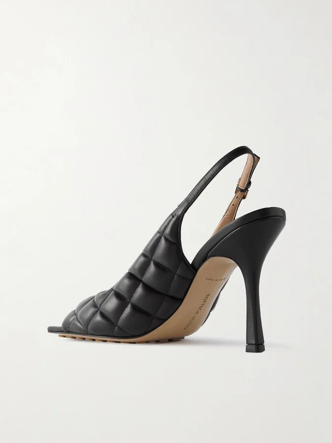 Bottega Veneta - Quilted Leather Slingback Sandals - Black - Image 3