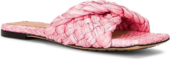 Bottega Veneta Raffia Stretch Flat Mules in Pink - Image 2