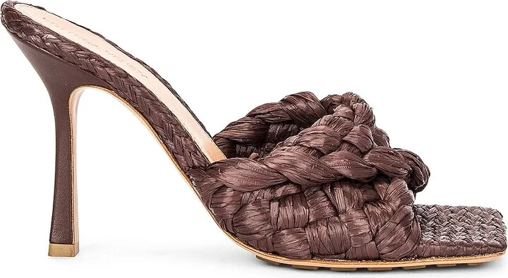 Bottega Veneta Raffia Stretch Mules in Brown