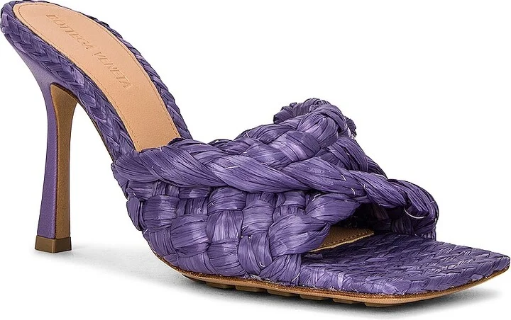 Bottega Veneta Raffia Stretch Mules in Purple - Image 2