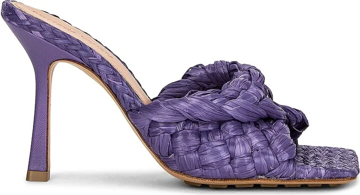 Bottega Veneta Raffia Stretch Mules in Purple