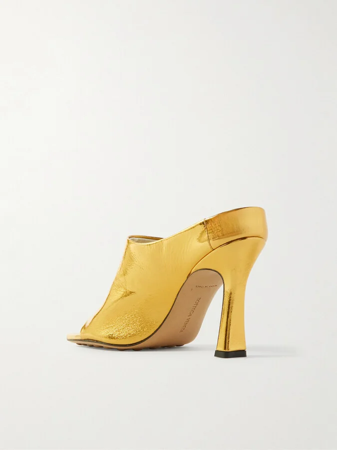 Bottega Veneta - Rana Metallic Leather Mules - Gold - Image 3