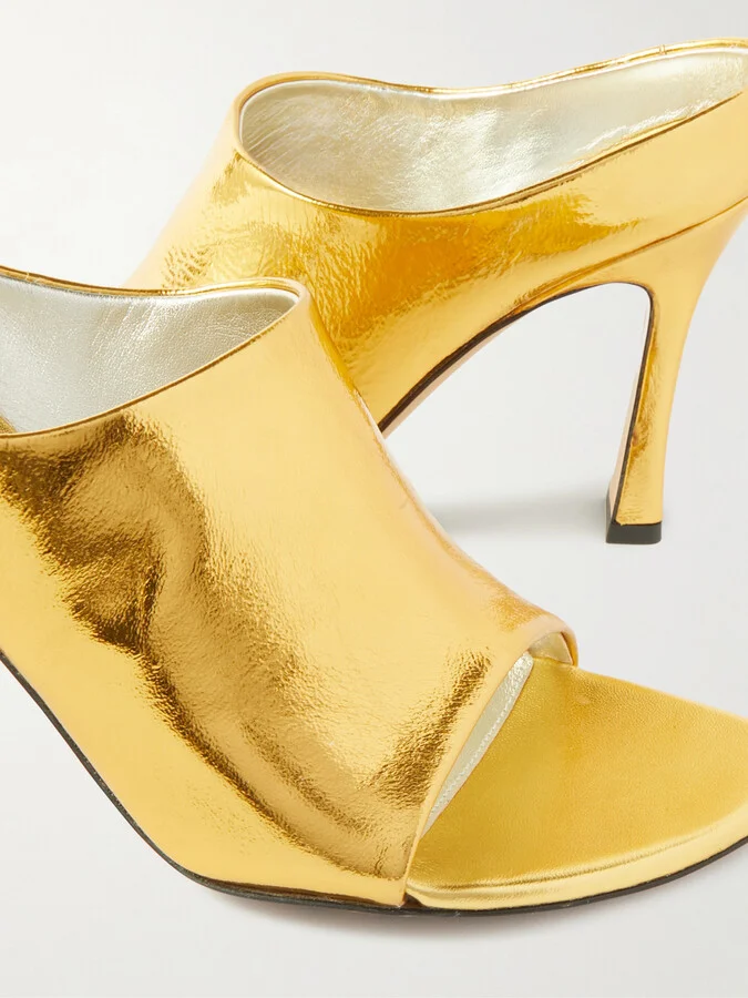 Bottega Veneta - Rana Metallic Leather Mules - Gold - Image 4