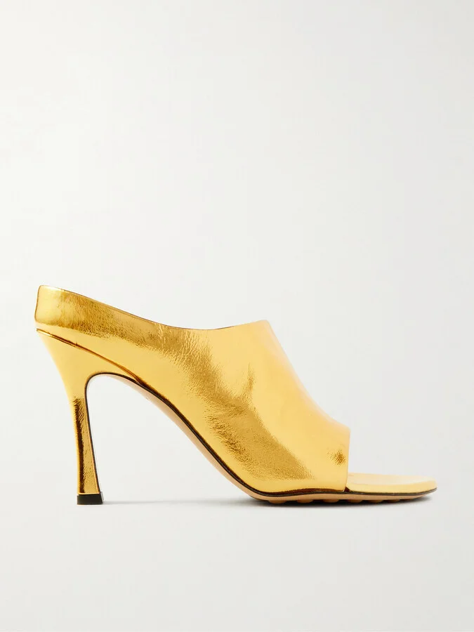 Bottega Veneta - Rana Metallic Leather Mules - Gold
