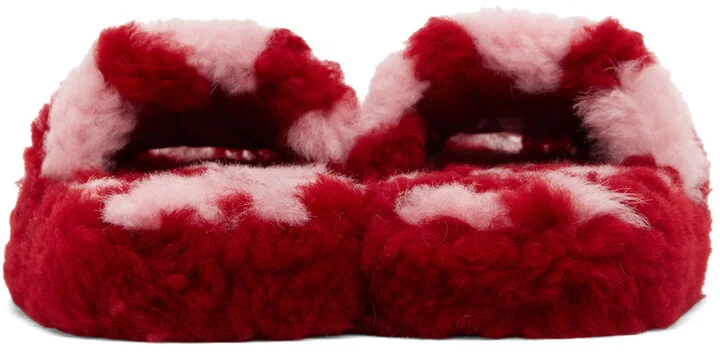 Bottega Veneta Red & Pink Teddy Sandals - Image 2