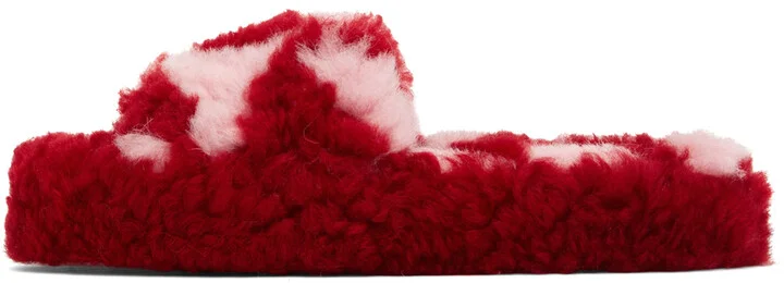 Bottega Veneta Red & Pink Teddy Sandals - Image 3