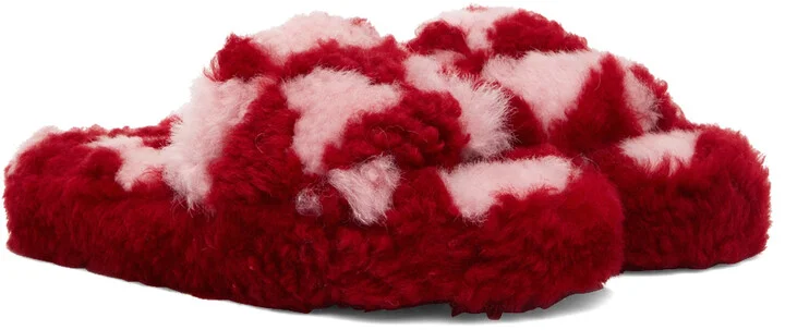 Bottega Veneta Red & Pink Teddy Sandals - Image 4