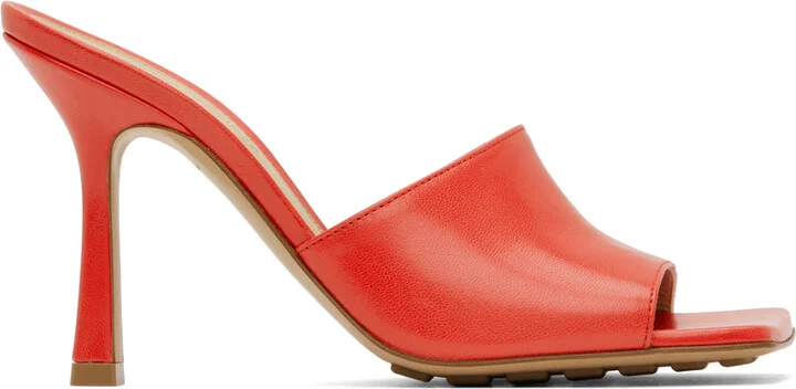 Bottega Veneta Red Stretch Heeled Mule