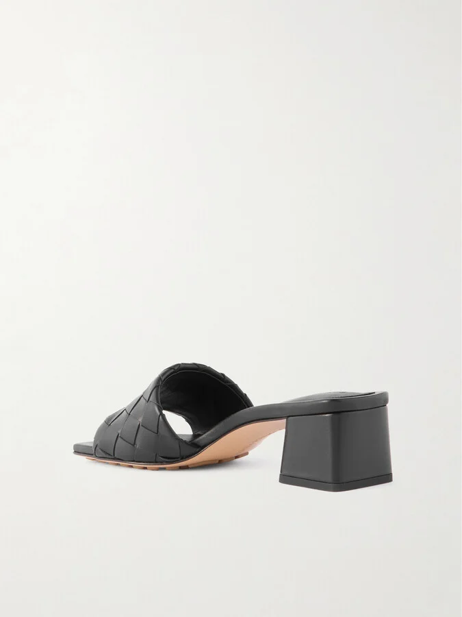 Bottega Veneta - Riva Intrecciato Leather Mules - Black - Image 3