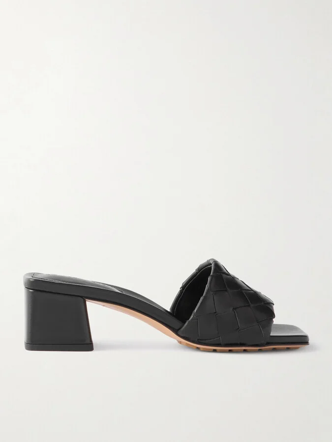 Bottega Veneta - Riva Intrecciato Leather Mules - Black