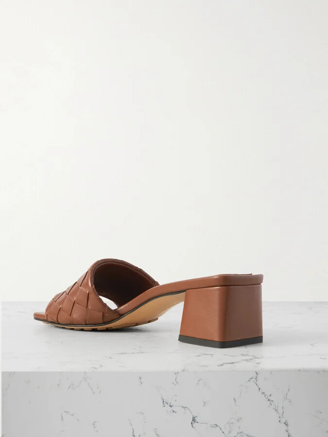 Bottega Veneta - Riva Intrecciato Leather Mules - Brown - Image 3