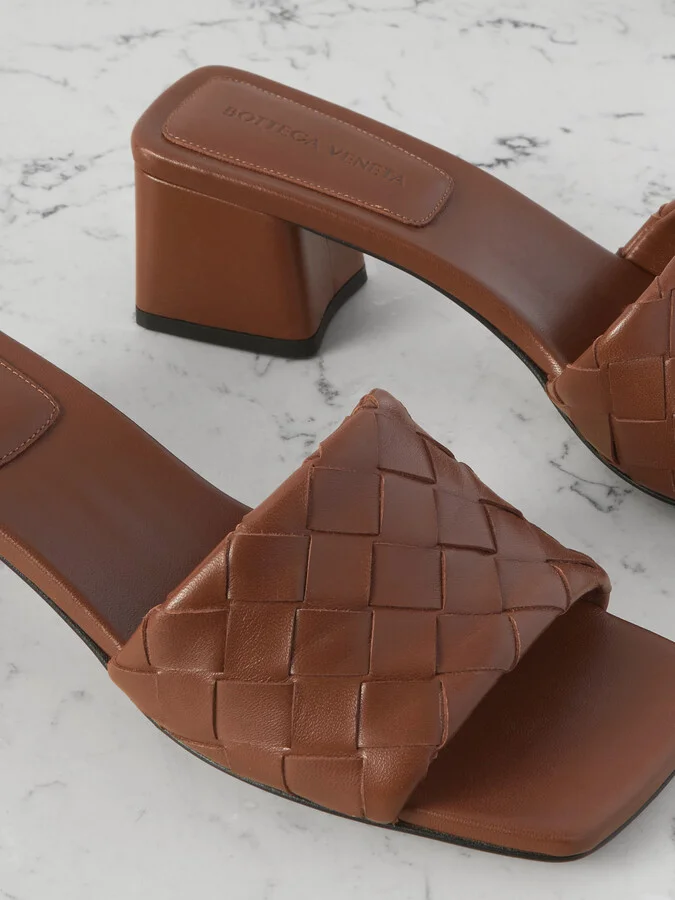 Bottega Veneta - Riva Intrecciato Leather Mules - Brown - Image 4