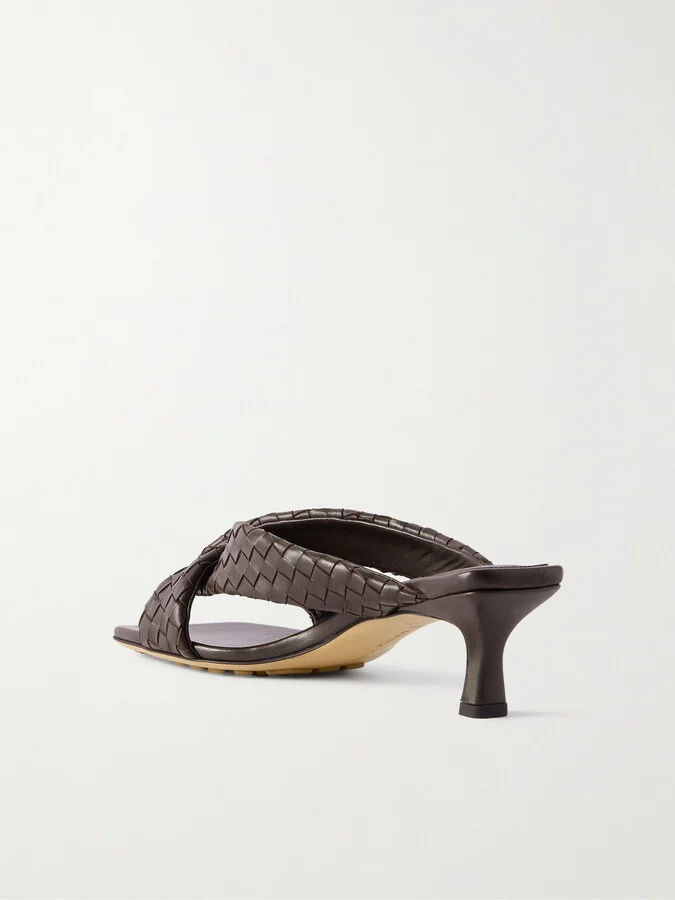 Bottega Veneta - Riva Intrecciato Leather Mules - Brown - Image 3