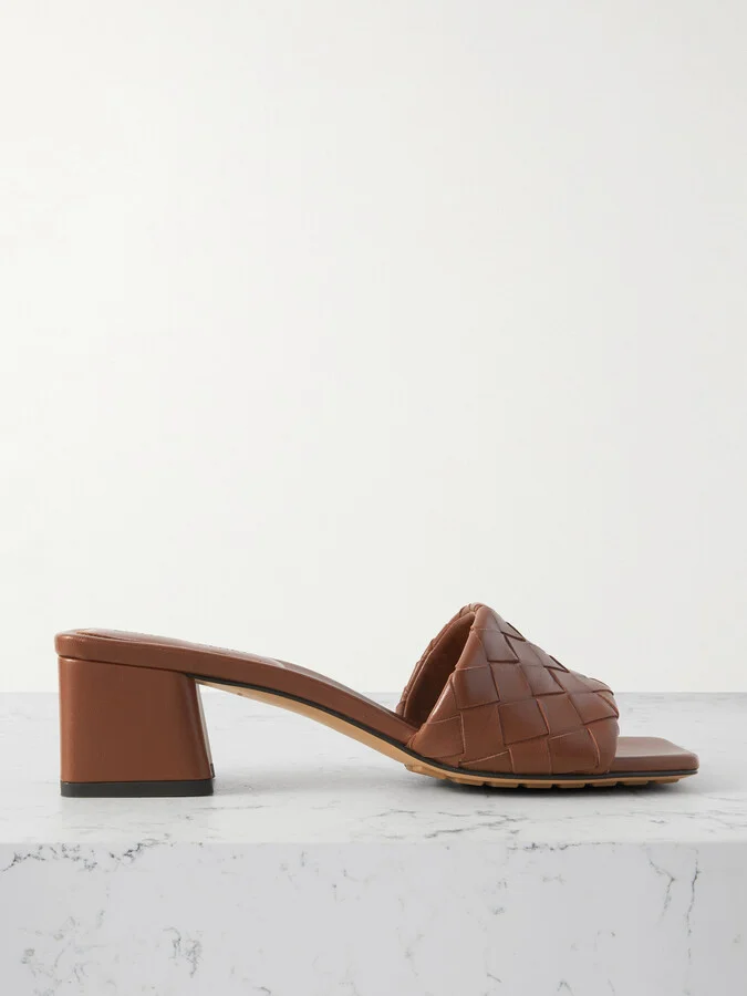 Bottega Veneta - Riva Intrecciato Leather Mules - Brown