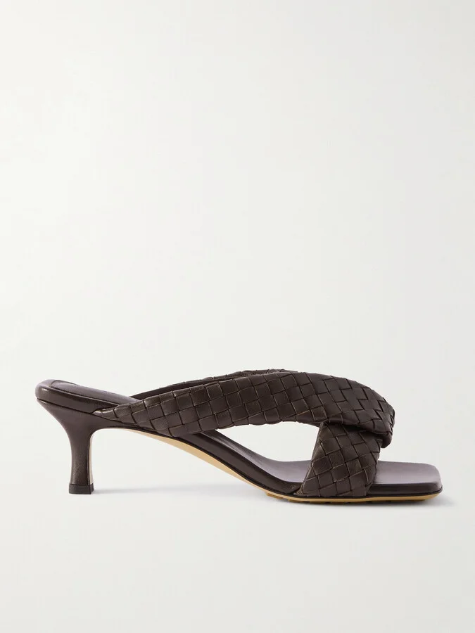 Bottega Veneta - Riva Intrecciato Leather Mules - Brown