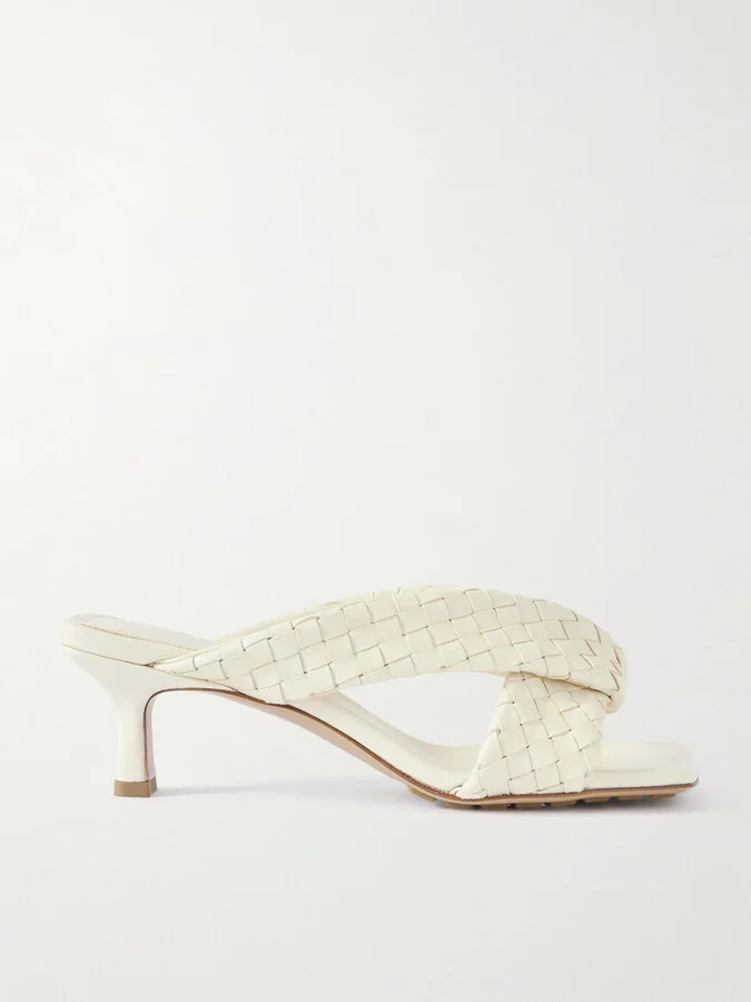 Bottega Veneta - Riva Intrecciato Leather Mules - Off-white