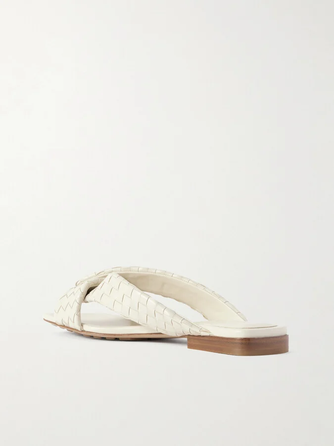 Bottega Veneta - Riva Intrecciato Leather Sandals - Off-white - Image 3