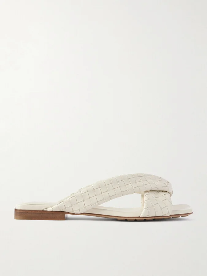 Bottega Veneta - Riva Intrecciato Leather Sandals - Off-white