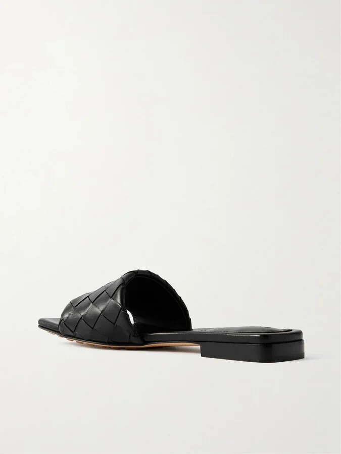 Bottega Veneta - Riva Intrecciato Leather Slides - Black - Image 3